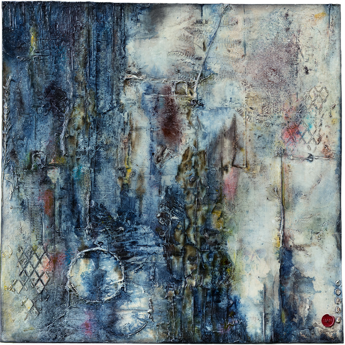 The Street That Isnt There_Main The Street That Isn’t There textured abstract mixed media wall art with atmospheric tones
